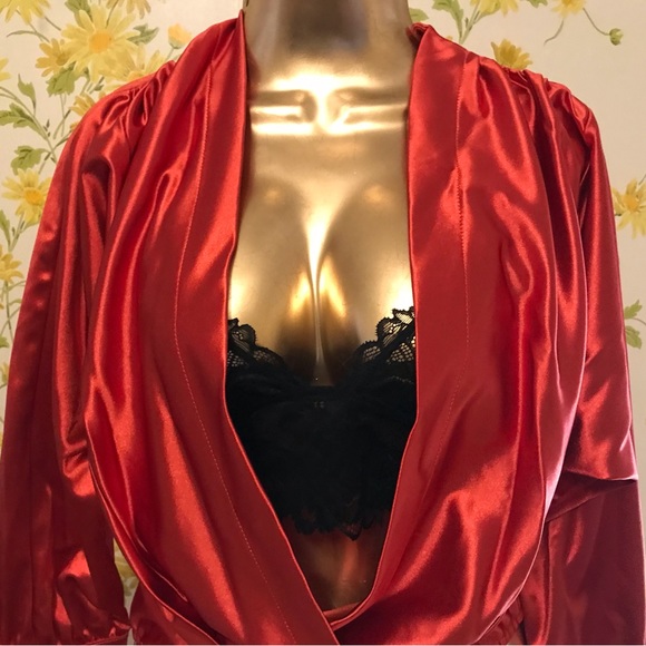 Satin Surplice Plunge Neck Bodysuit size M - Picture 3 of 16